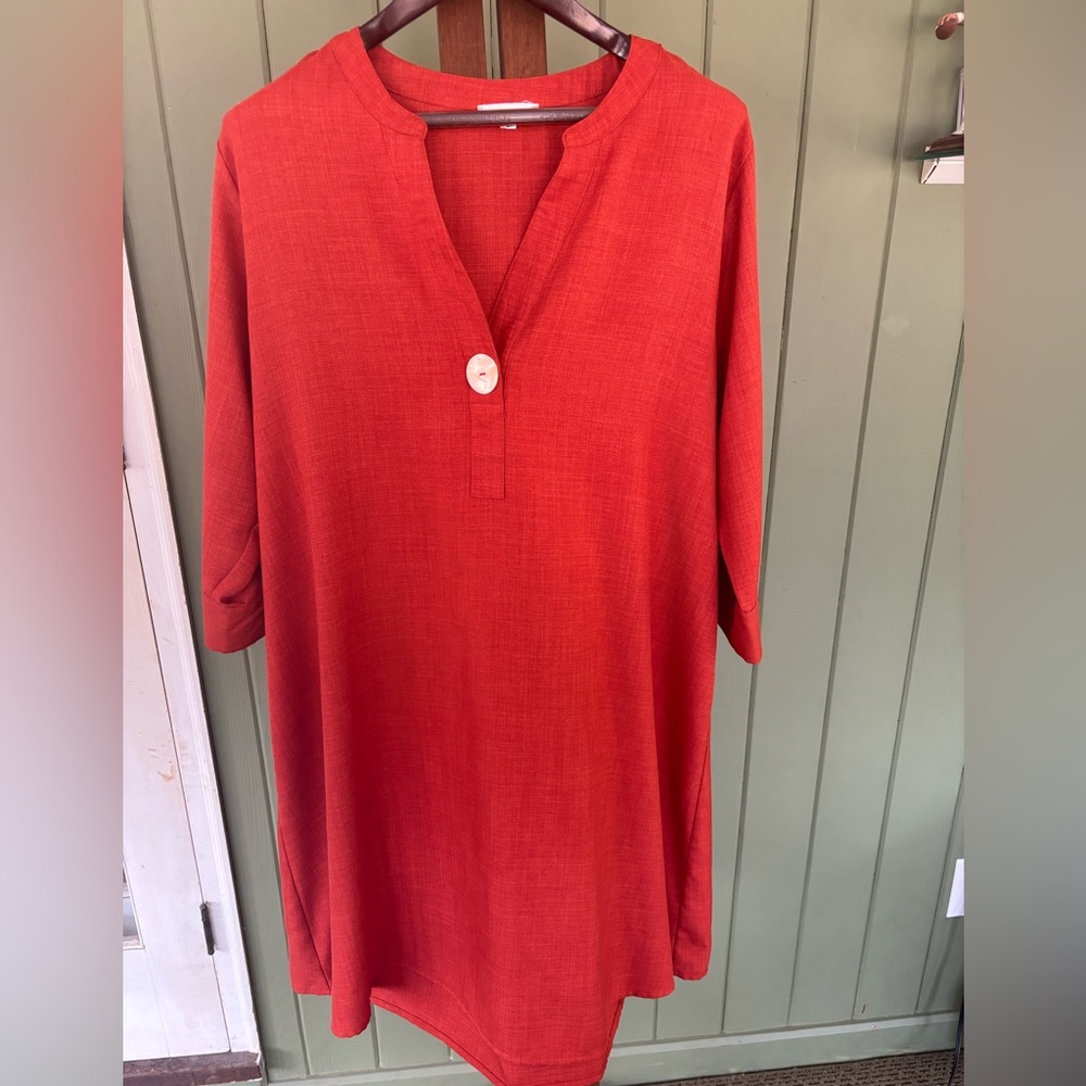 Zoey and Leelo Chic Orange Dress/Tunic with Button Detail